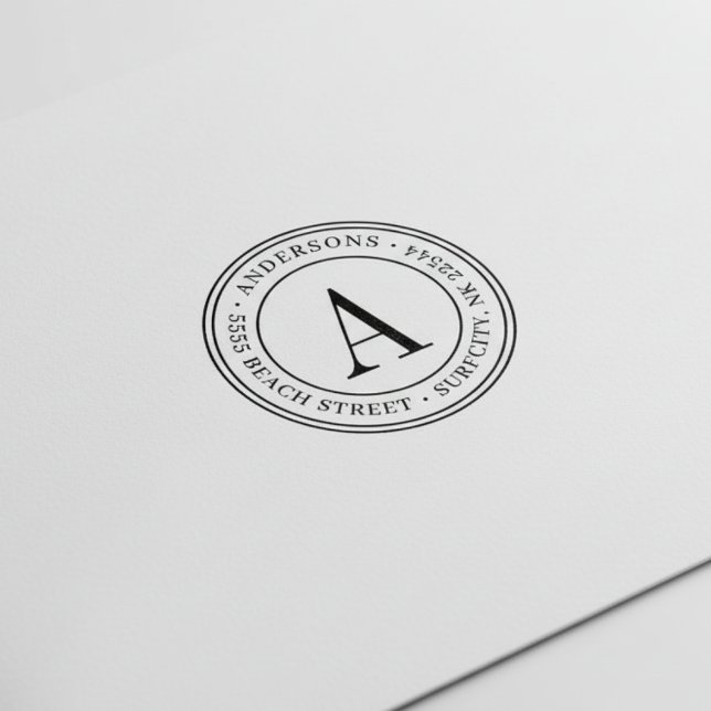 Tampon Auto-encreur (REDIMENSIONNÉ) Élégant Monogramme Adresse de reto (Créateur téléchargé)