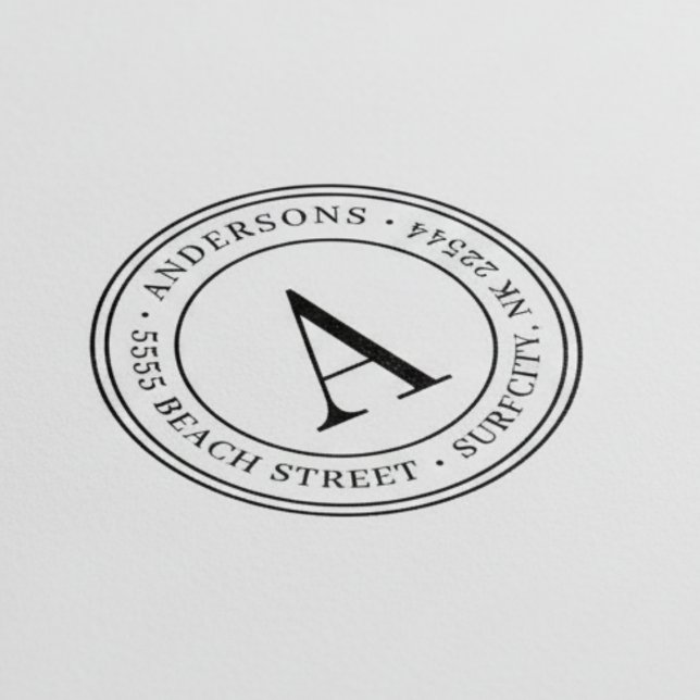 Tampon Auto-encreur (REDIMENSIONNÉ) Élégant Monogramme Adresse de Reto (Créateur téléchargé)