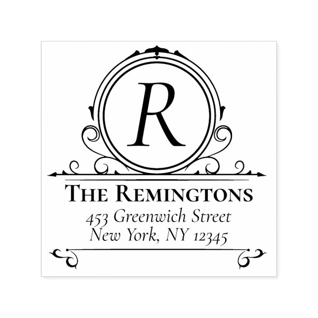 Tampon Auto-encreur Regal Classic Élégant Monogramme Riche Luxe (Design)