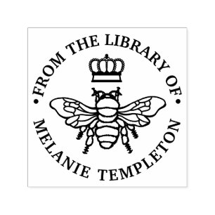 Tampon Auto-encreur Reine Abeille Avec Couronne “De la bibliothèque de