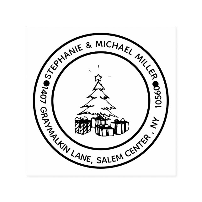 Tampon Auto-encreur Retour à l'adresse Arbre de Noël (Design)