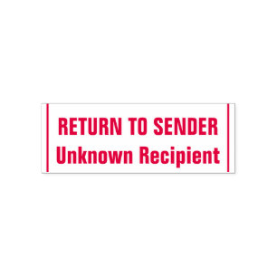 Tampon Auto-encreur "RETOUR À SENDER", "Destinataire inconnu", Lignes