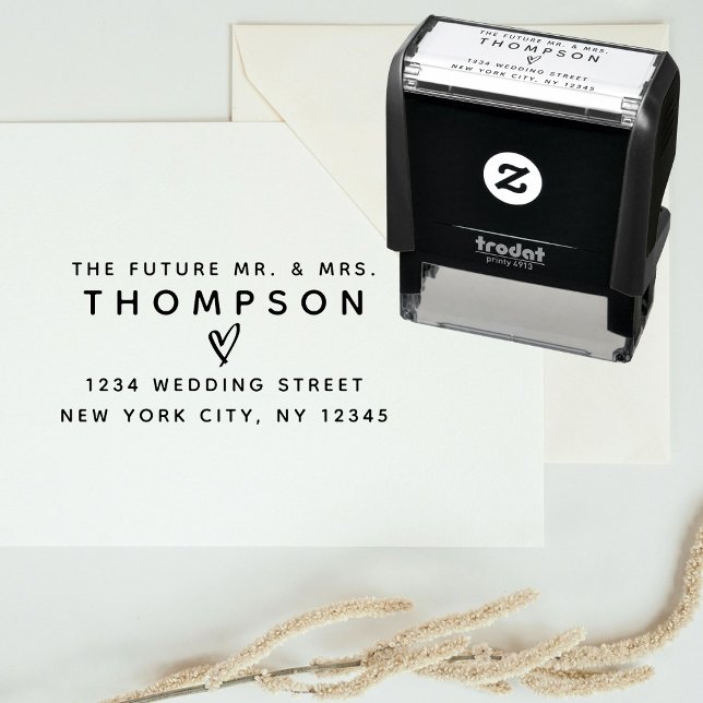 Tampon Auto-encreur Retour Adresse Avenir M. Mme Mariage Moderne (Return Address Future Mr. Mrs. Wedding Modern Self-inking Stamp)