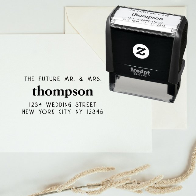 Tampon Auto-encreur Retour Adresse Futur M. Mme la Mariage Retro (Return Address Future Mr. Mrs. Wedding Retro Self-inking Stamp)