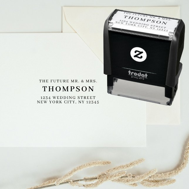 Tampon Auto-encreur Retour Adresse Futur M. Mme Mariage (Return Address Future Mr. Mrs. Wedding Self-inking Stamp)