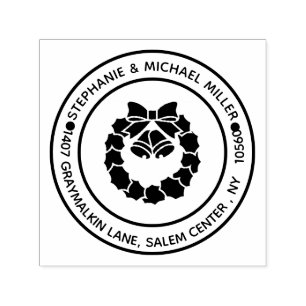 Tampon Auto-encreur Retour adresse Noël Festive Wreath