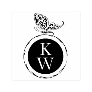 Tampon Auto-encreur Retour de livre de papillon Art déco vintage