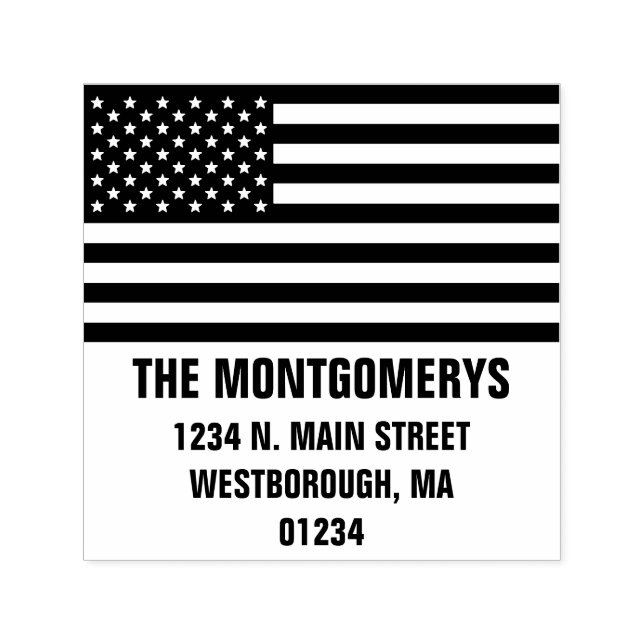 Tampon Auto-encreur Retourner l'adresse Patriotic American Flag Nom de (Design)