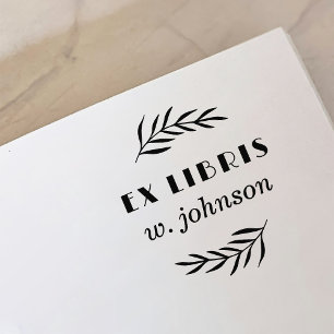 Tampon Auto-encreur Rétro minimal Botanique Ex Libris Plaque