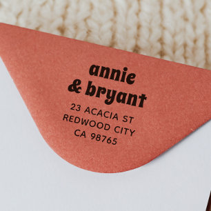 Tampon Auto-encreur Retro Super Couple Names Bold Boho Adresse de reto
