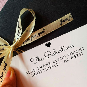Tampon Auto-encreur Return Address Modern Minimalist Heart Script Name