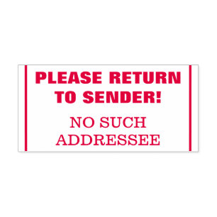 TAMPON AUTO-ENCREUR  "REVENEZ SVP À L'EXPÉDITEUR !" "AUCUN UN TEL