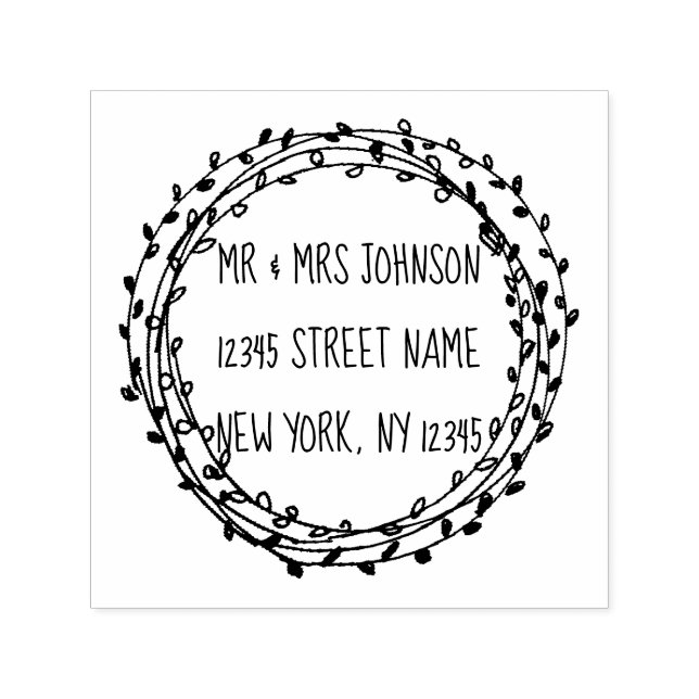 Tampon Auto-encreur Ronde fleurie branches de courroie personnalisée (Design)