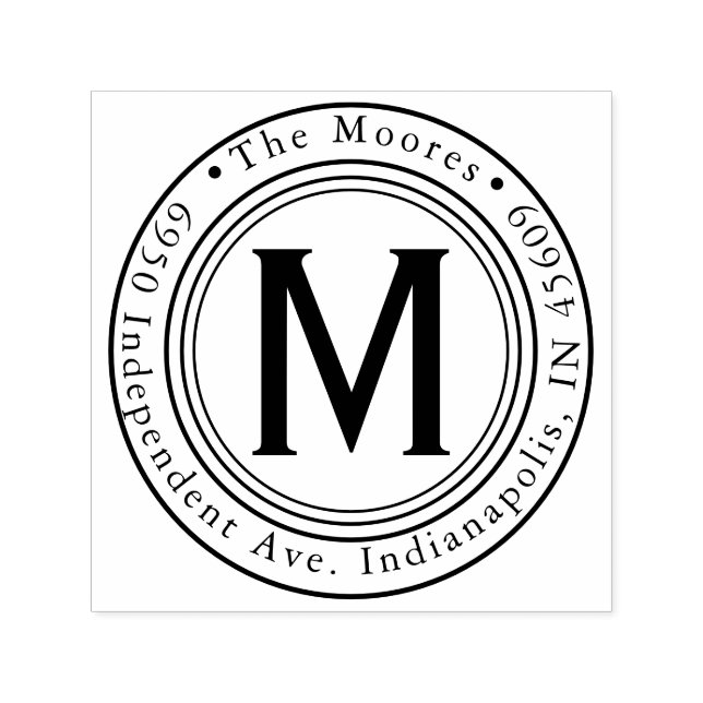 Tampon Auto-encreur Ronde Nom de famille Adresse de retour Timbre auto (Design)