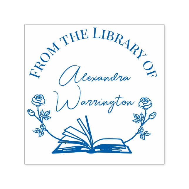Tampon Auto-encreur Roses du livre et de la botanique #1 Nom du script (Design)