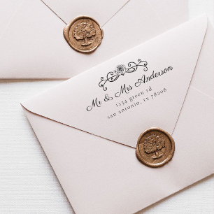 Tampon Auto-encreur Roses vintages Adresse de retour Timbre en caoutch