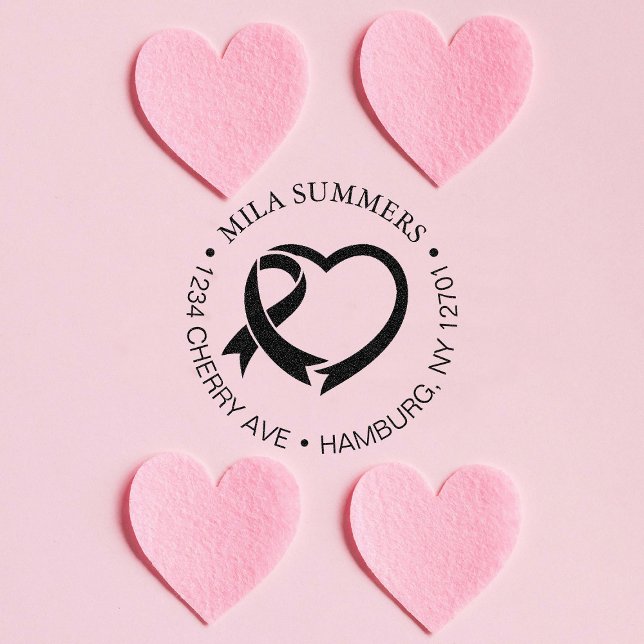 Tampon Auto-encreur Ruban de sensibilisation au cancer du sein Adresse (Créateur téléchargé)