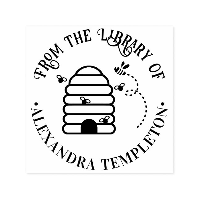 Tampon Auto-encreur Ruche rustique, Abeilles en vol #1 Nom du livre de (Design)