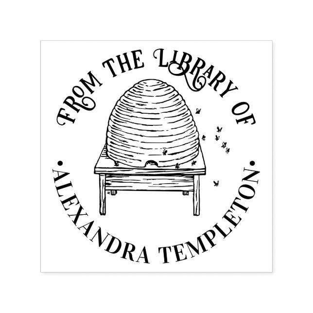 Tampon Auto-encreur Ruche rustique, Abeilles en vol #2 Nom du livre de (Design)