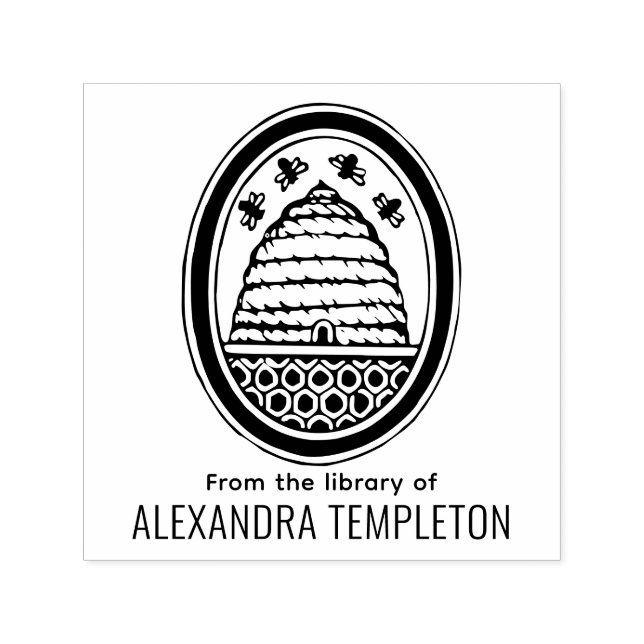 Tampon Auto-encreur Ruche rustique, Abeilles en vol #3 Nom du livre de (Design)