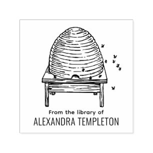 Tampon Auto-encreur Ruche rustique, Abeilles volantes #2 Nom du livre 