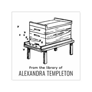 Tampon Auto-encreur Ruche rustique Abeilles volantes #4 Nom du livre d