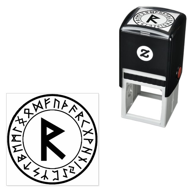 Tampon Auto-encreur Rune Circle [05. Cachet auto-alimenté Raidho] (En situation)