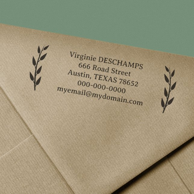 Tampon Auto-encreur Russe Feuille Adresse de retour (Rustic Leaves Return Address Self-inking Stamp)