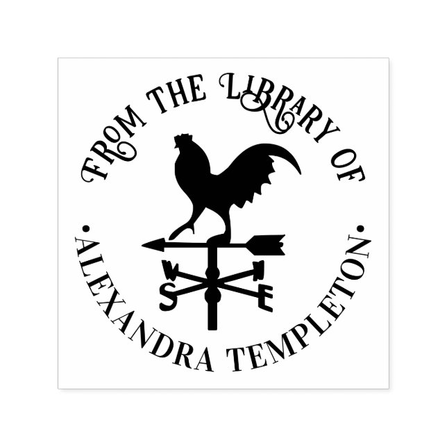 Tampon Auto-encreur Russe Weathervane #3 Round Library Nom du livre (Design)