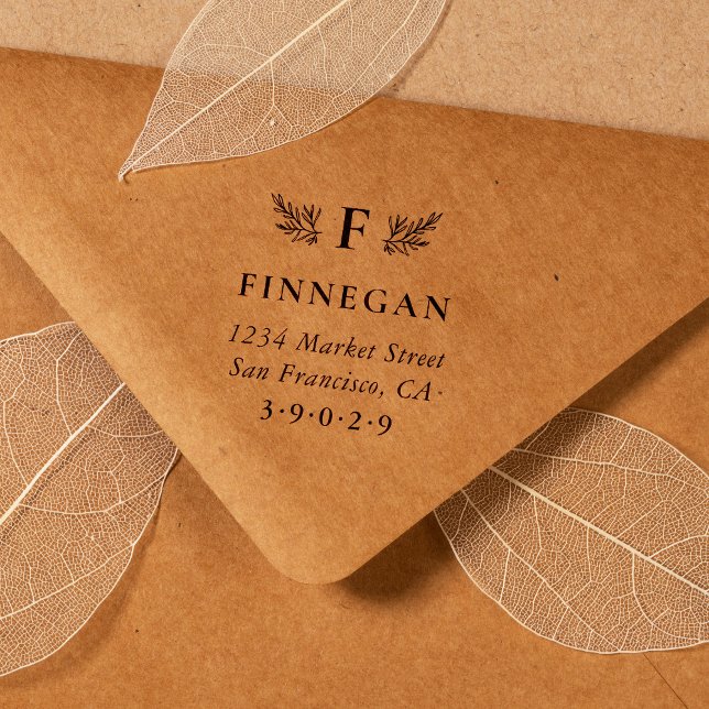 Tampon Auto-encreur Rustic Botanogram Adresse de retour (Créateur téléchargé)