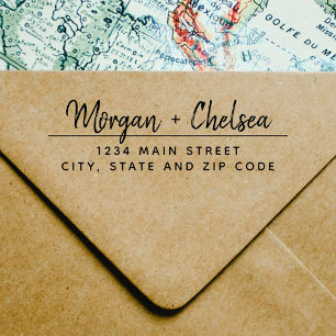 Tampon Auto-encreur Rustic Calligraphy Mariage Adresse de retour