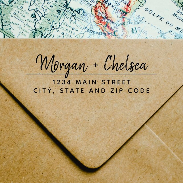 Tampon Auto-encreur Rustic Calligraphy Mariage Adresse de retour (Créateur téléchargé)