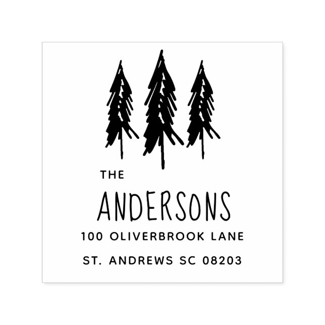 Tampon Auto-encreur Rustic Country Christmas Trees Adresse de retour (Design)