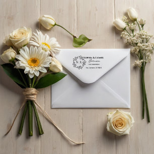 Tampon Auto-encreur Rustic Floral Wreath Adresse de retour