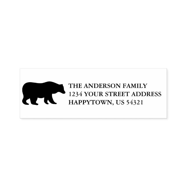 Tampon Auto-encreur Rustic Holiday Bear Nom de famille Adresse de reto (Design)