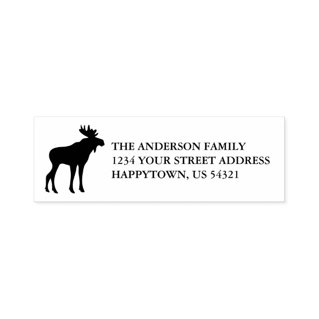Tampon Auto-encreur Rustic Holiday Moose Nom de famille Adresse de ret (Design)