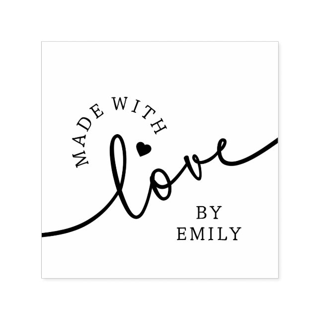 Tampon Auto-encreur Rustic Made with Love Script Heart Handmade (Design)