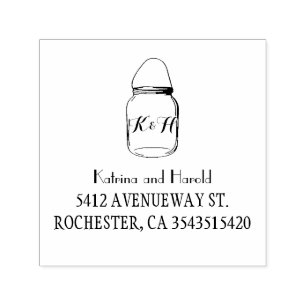 Tampon Auto-encreur Rustic Mason Jar Barn Mariage