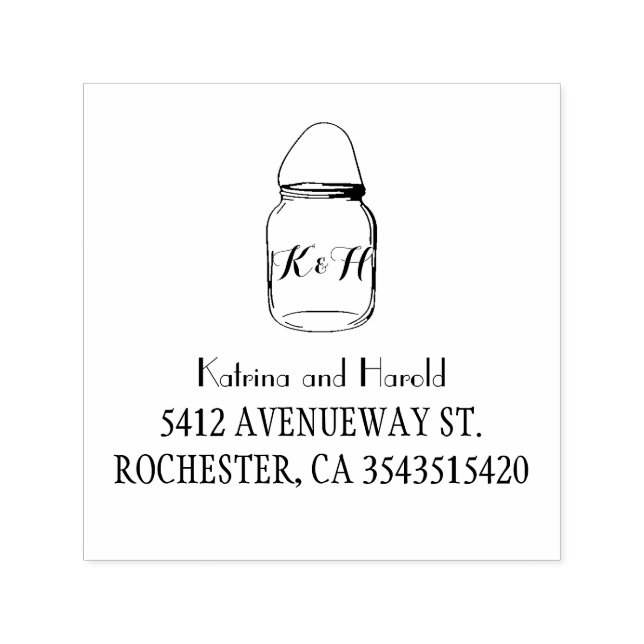 Tampon Auto-encreur Rustic Mason Jar Barn Mariage (Design)