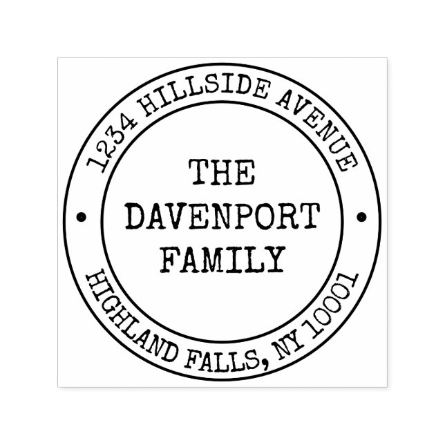 Tampon Auto-encreur Rustic Simple Modern Nom De Famille Adresse De Ret (Design)