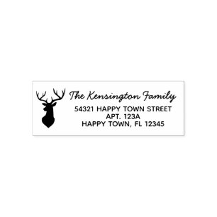 Tampon Auto-encreur Rustic Stag Deer Head Silhouette Adresse