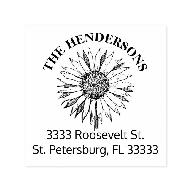 Tampon Auto-encreur Rustic Sunflower Adresse de retour personnalisée (Design)