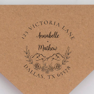 Tampon Auto-encreur Rustic & Vintage Wedding Couple Adresse de retour