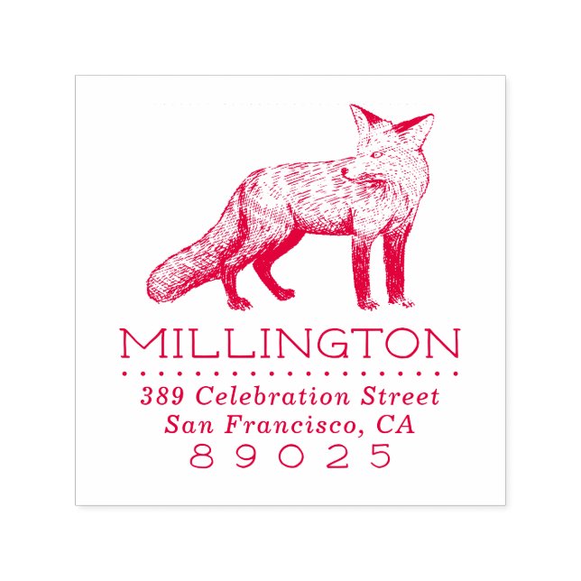 Tampon Auto-encreur Rustic Woodland Fox Nom de famille Adresse de reto (Design)