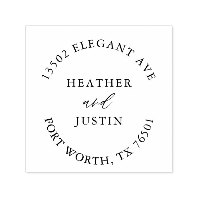Tampon Auto-encreur Rustique Calligraphie Mariage Adresse circulaire (Design)