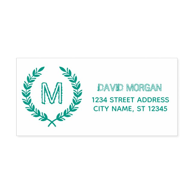 Tampon Auto-encreur Rustique Monogramme Nom de famille Adresse personn (Design)