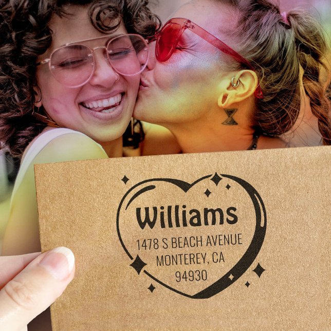 Tampon Auto-encreur Saint Valentin Coeur bonbons Retour Adresse (Créateur téléchargé)