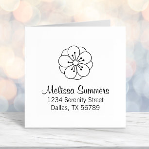 Tampon Auto-encreur Sakura Cherry Blossom Adresse Flower