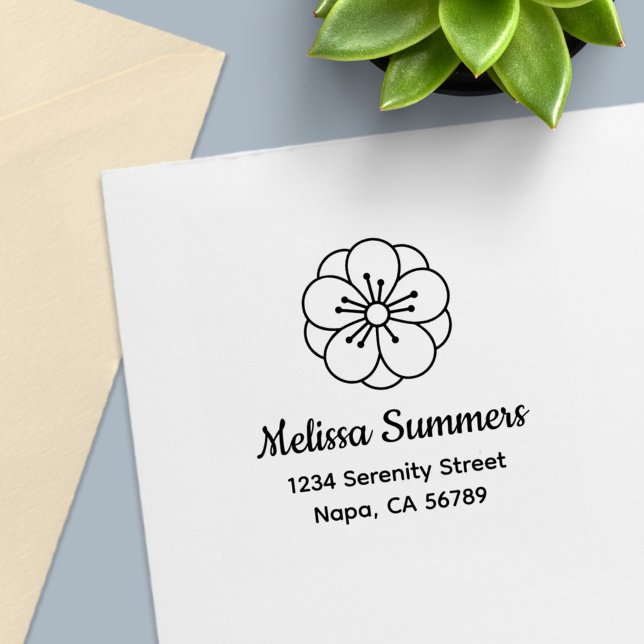 Tampon Auto-encreur Sakura Cherry Blossom Flower Address (Créateur téléchargé)