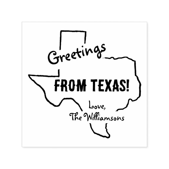 Tampon Auto-encreur Salutations Du Texas Nom De Famille Rustique (Design)